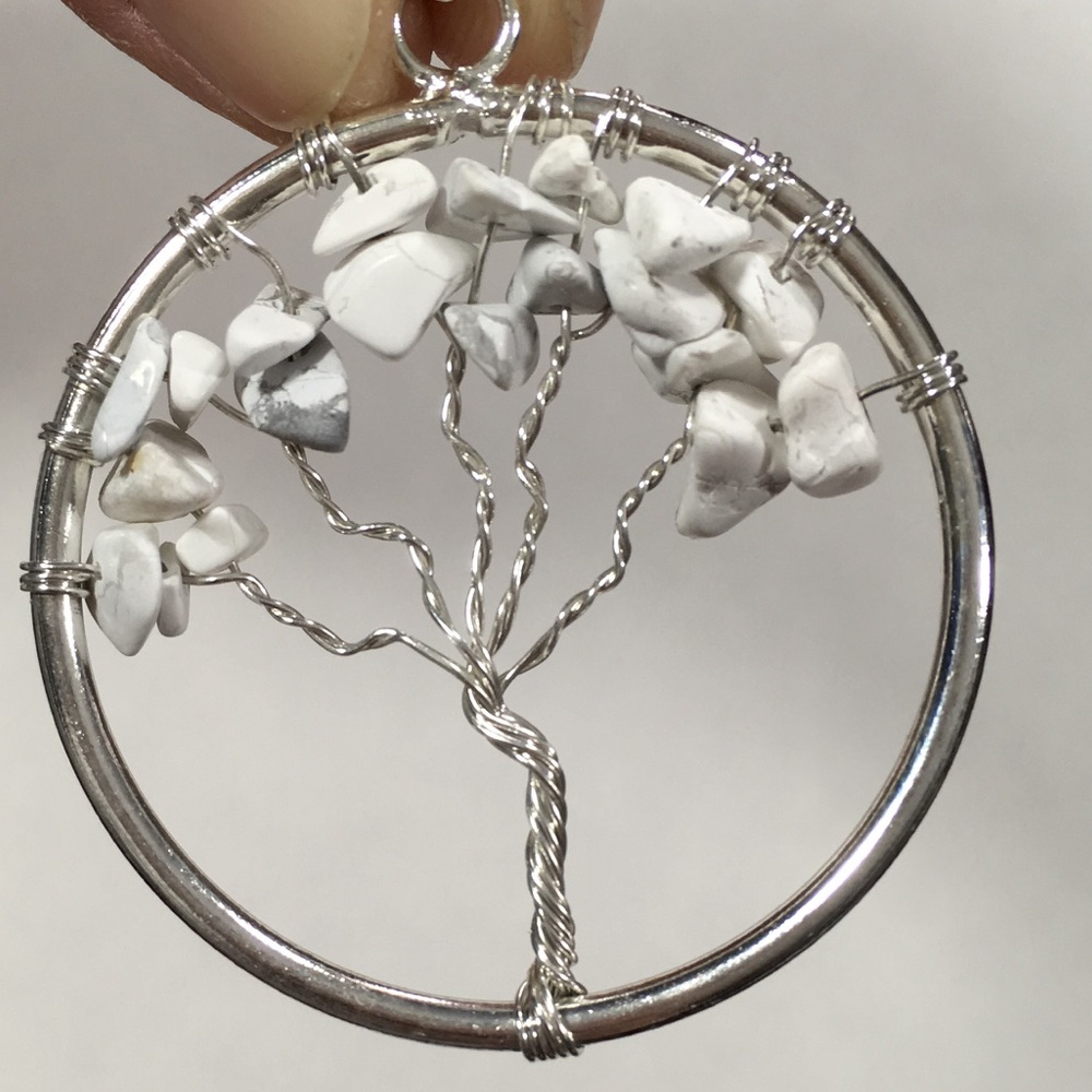Howlite Tree of Life Pendant - natural stones